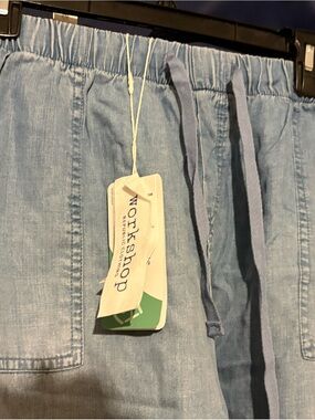 Workshop Light Wash Denim Drawstring Pants - Light Blue